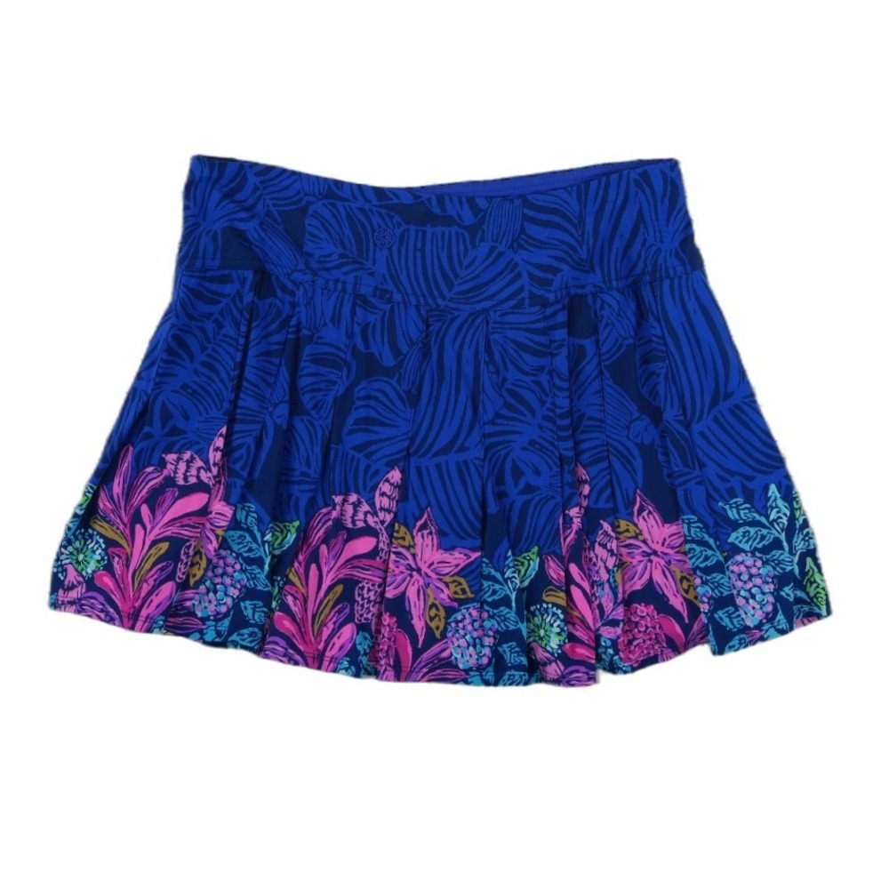 Lilly Pulitzer Luxletic Skort Women's Size Medium Blue Floral Pleated Activewear